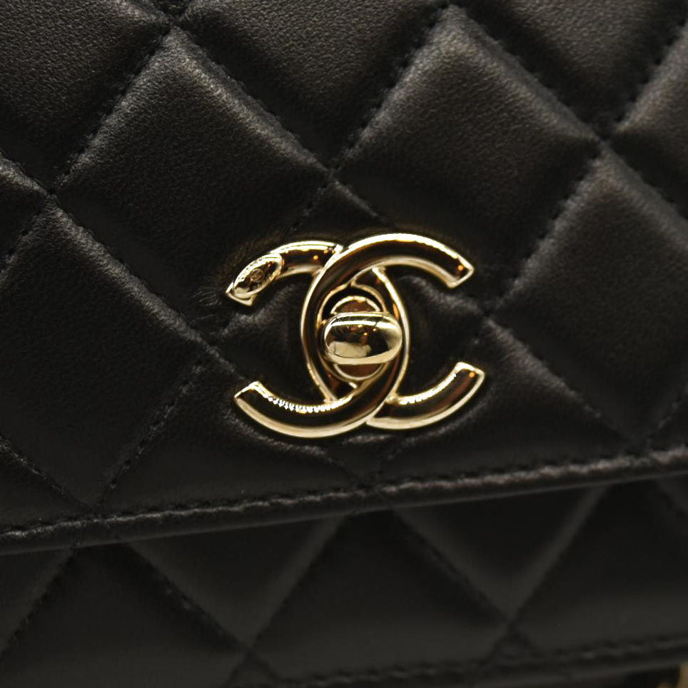 CHANEL  Lambskin Quilted Trendy CC Wallet On Chain WOC Black