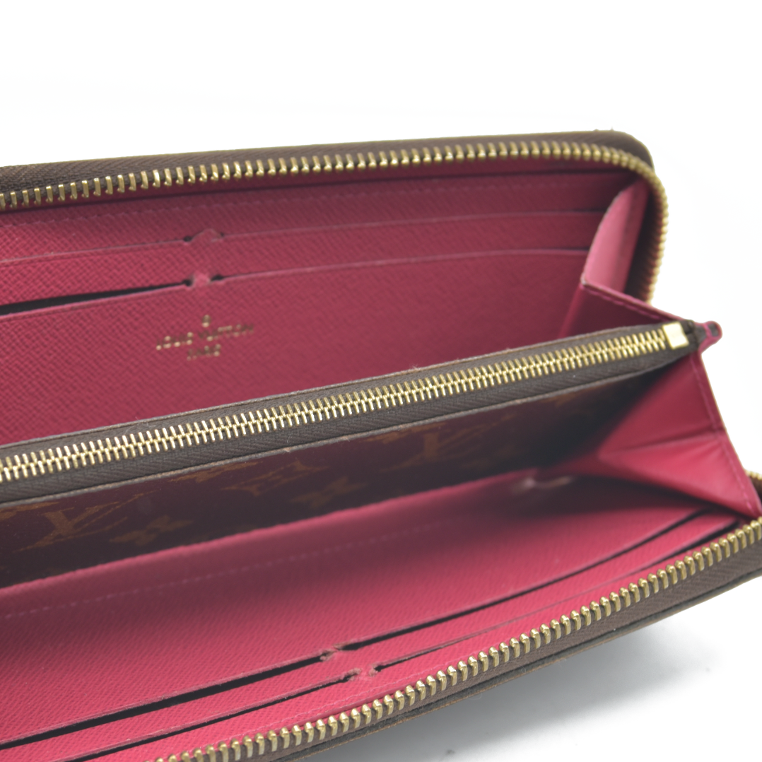 $605 Louis Vuitton  Monogram Clemence Wallet Fuchsia SD1108 2018