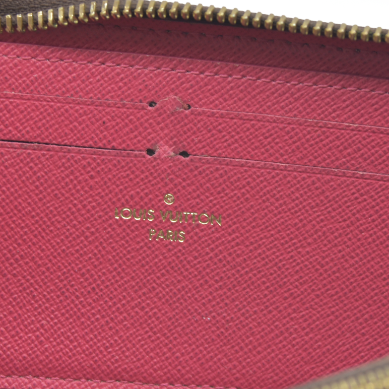 $605 Louis Vuitton  Monogram Clemence Wallet Fuchsia SD1108 2018