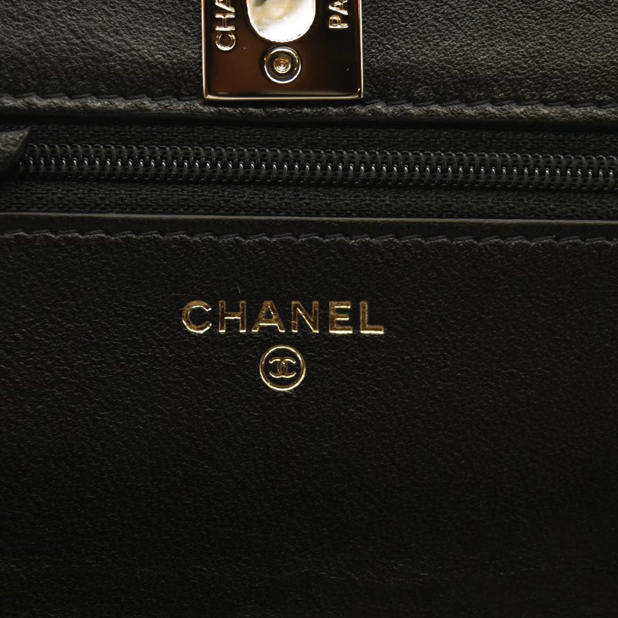 CHANEL  Lambskin Quilted Trendy CC Wallet On Chain WOC Black