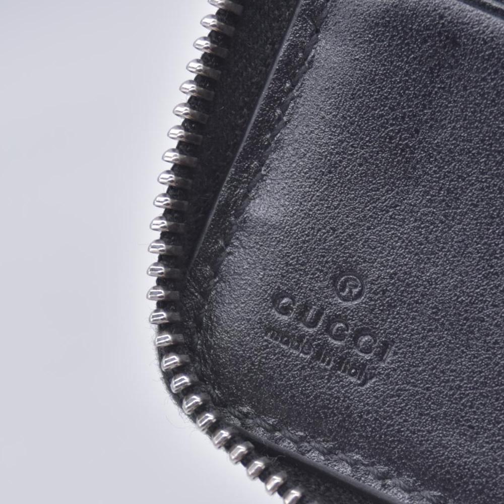 $790 GUCCI Jumbo GG Embossed Perforated Zip Around Wallet Black CONSIGNMENT 10021209