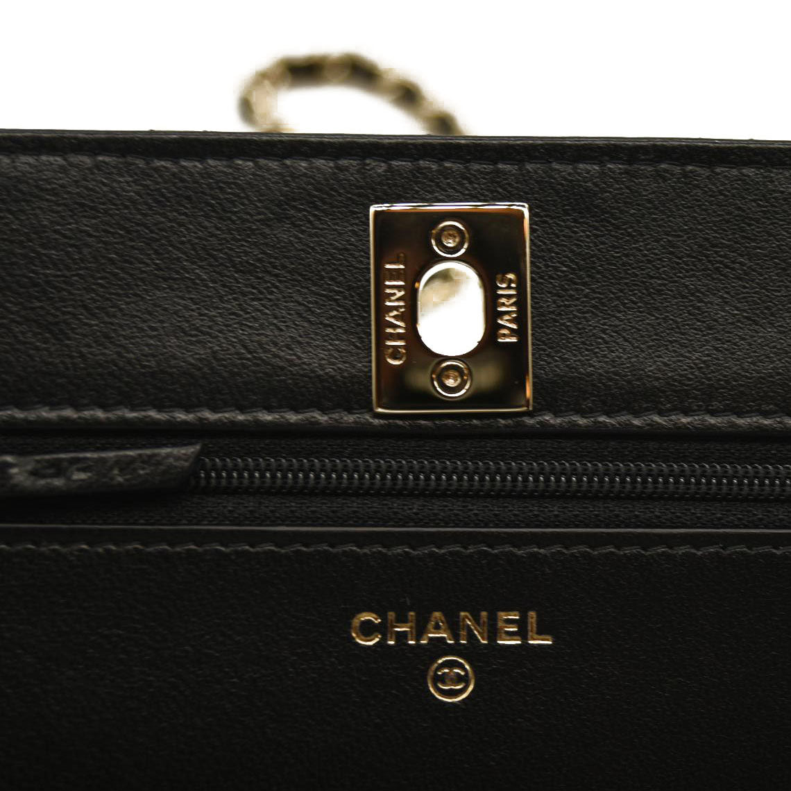 CHANEL  Lambskin Quilted Trendy CC Wallet On Chain WOC Black