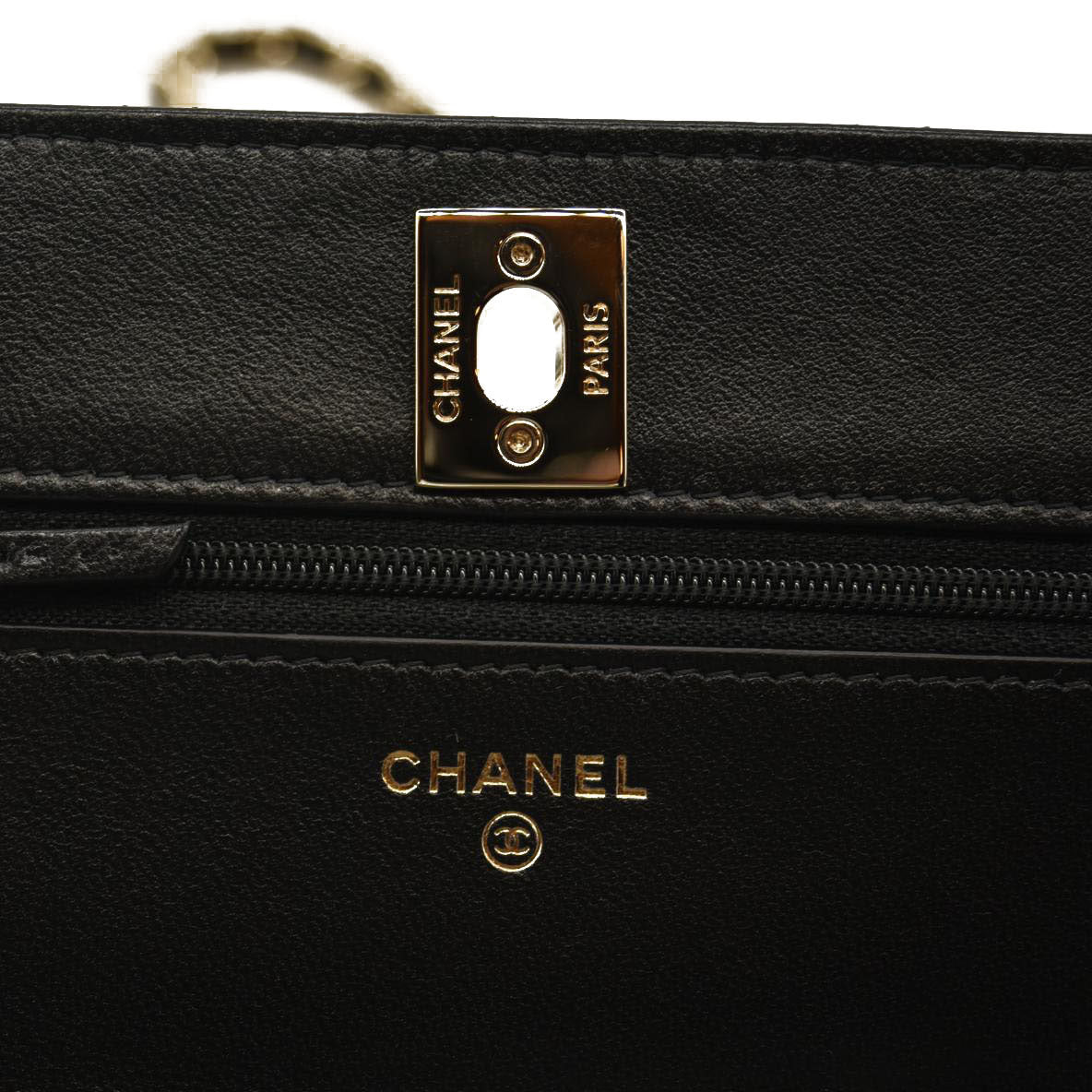 CHANEL  Lambskin Quilted Trendy CC Wallet On Chain WOC Black