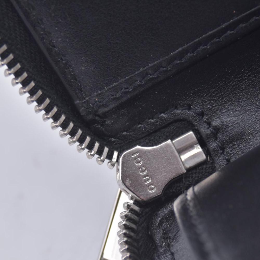 $790 GUCCI Jumbo GG Embossed Perforated Zip Around Wallet Black CONSIGNMENT 10021209