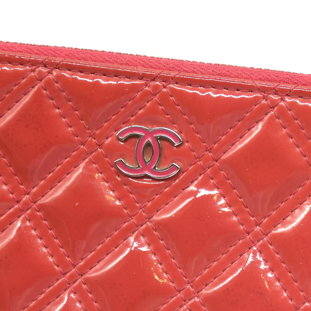 Chanel  Patent Quilted Small Cosmetic Case Pink