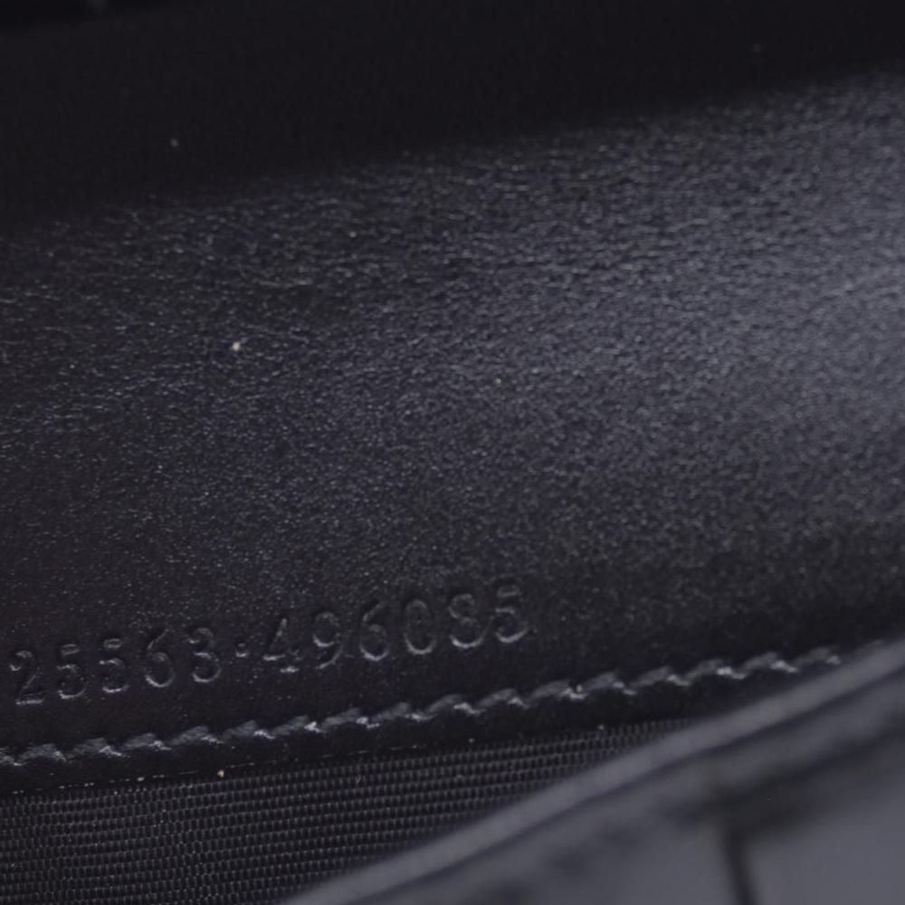$790 GUCCI Jumbo GG Embossed Perforated Zip Around Wallet Black CONSIGNMENT 10021209