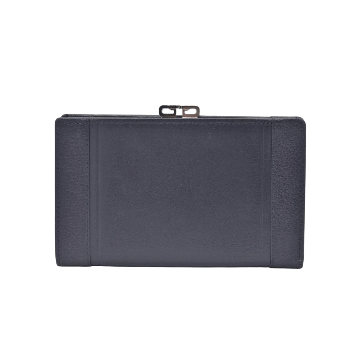 $650 GIVENCHY Smooth Leather 4G Kisslock French Purse Wallet Dark Navy CONSIGNMENT 10021205