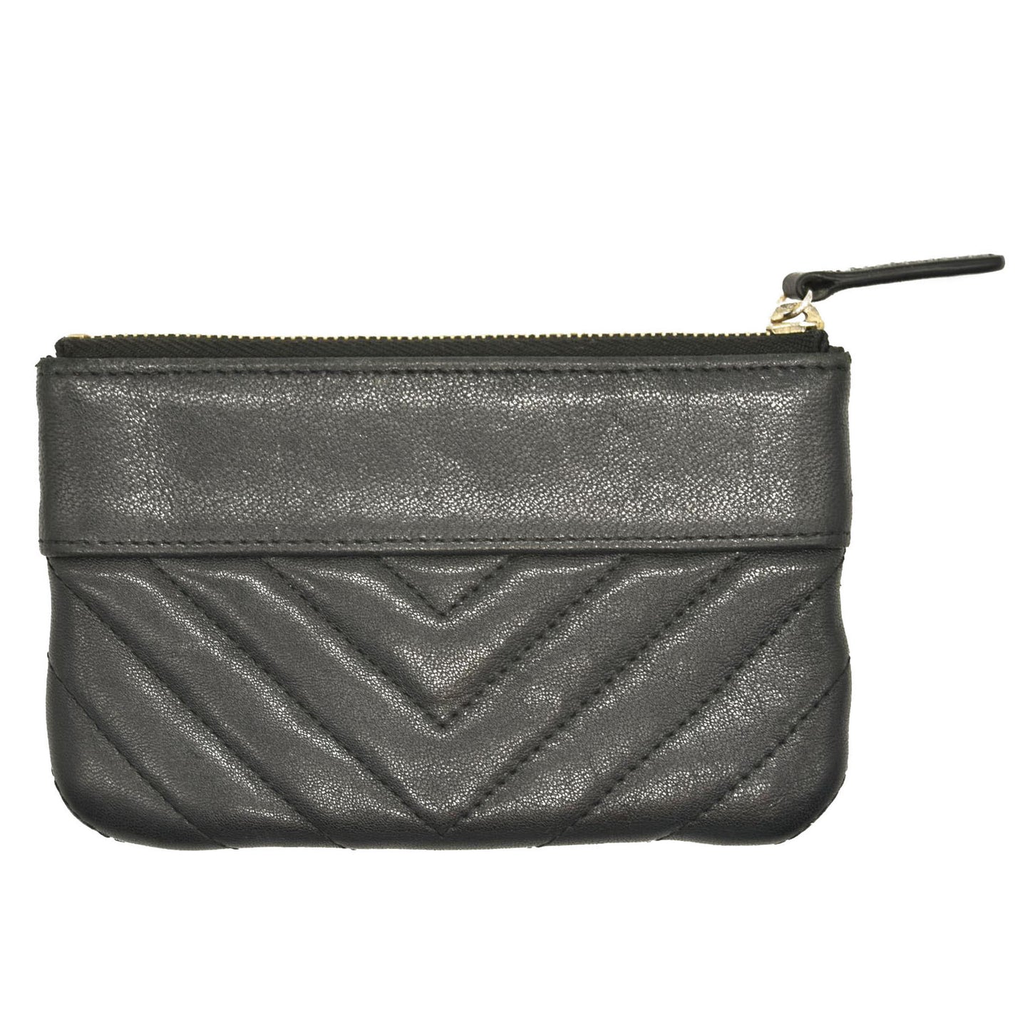 Chanel  Sheepskin Chevron Quilted Small Vintage Mademoiselle Cosmetic Case Black