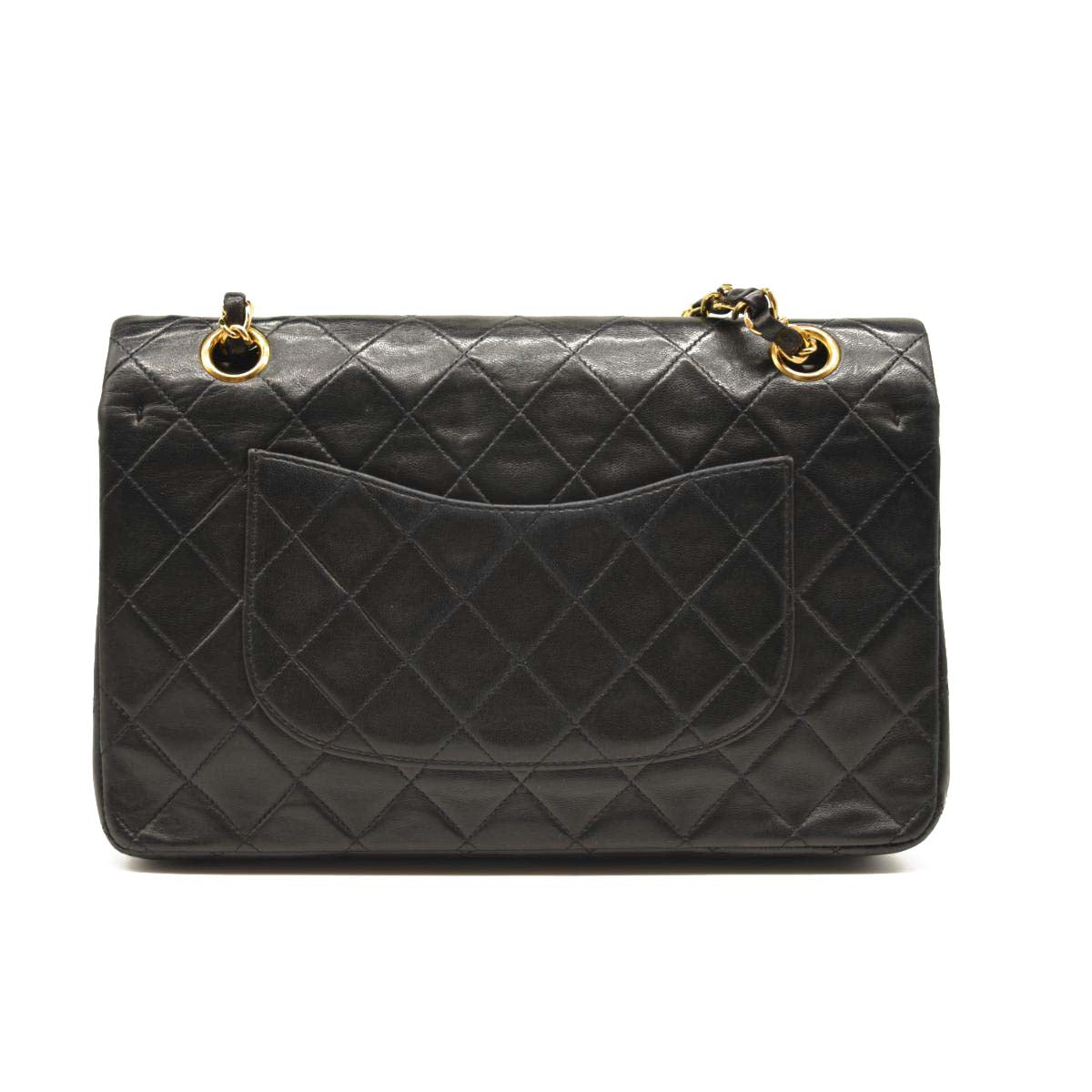 CHANEL Lambskin Quilted Medium Double Flap Black