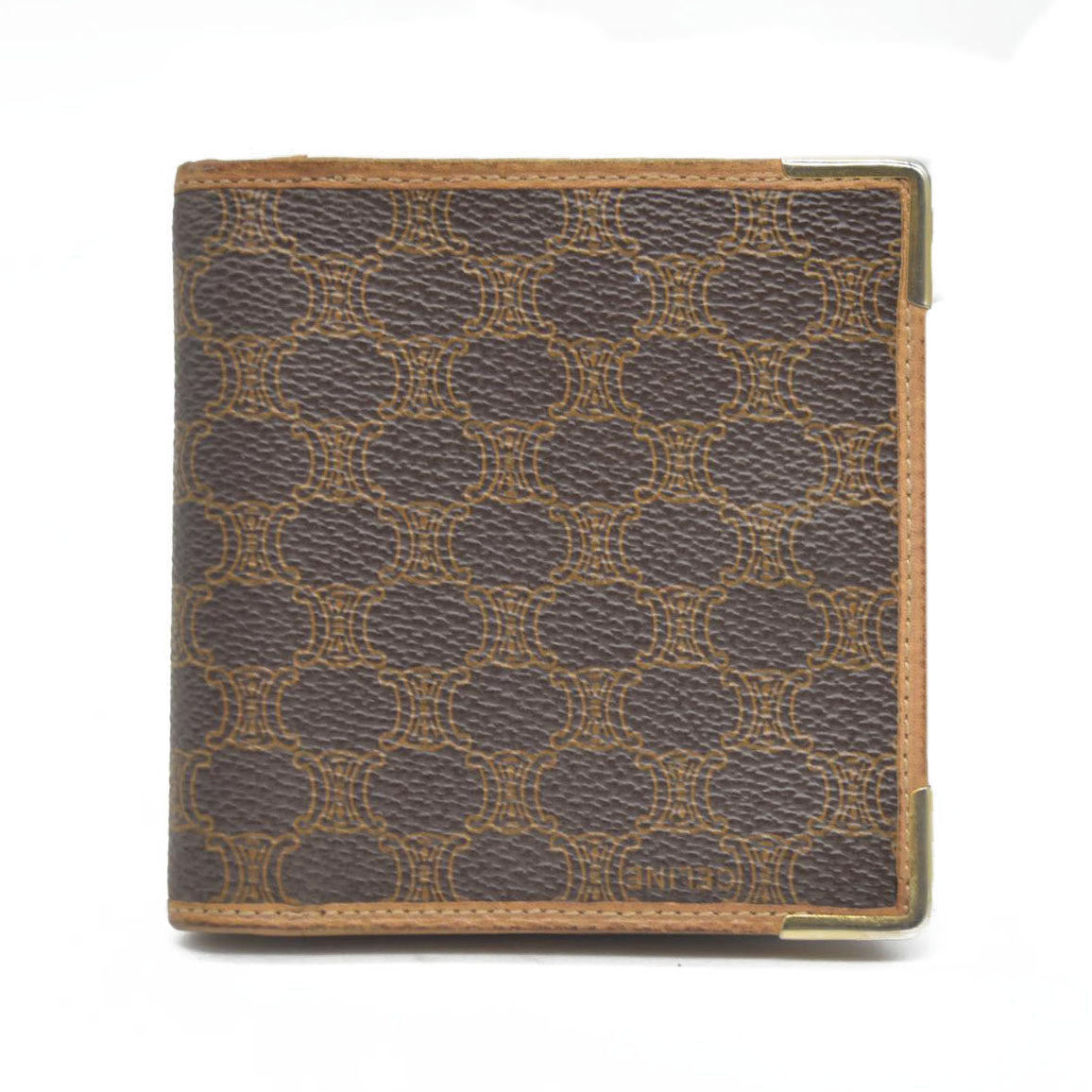 AUCTION $520 CELINE Macadam PVC Bifold Wallet Brown
