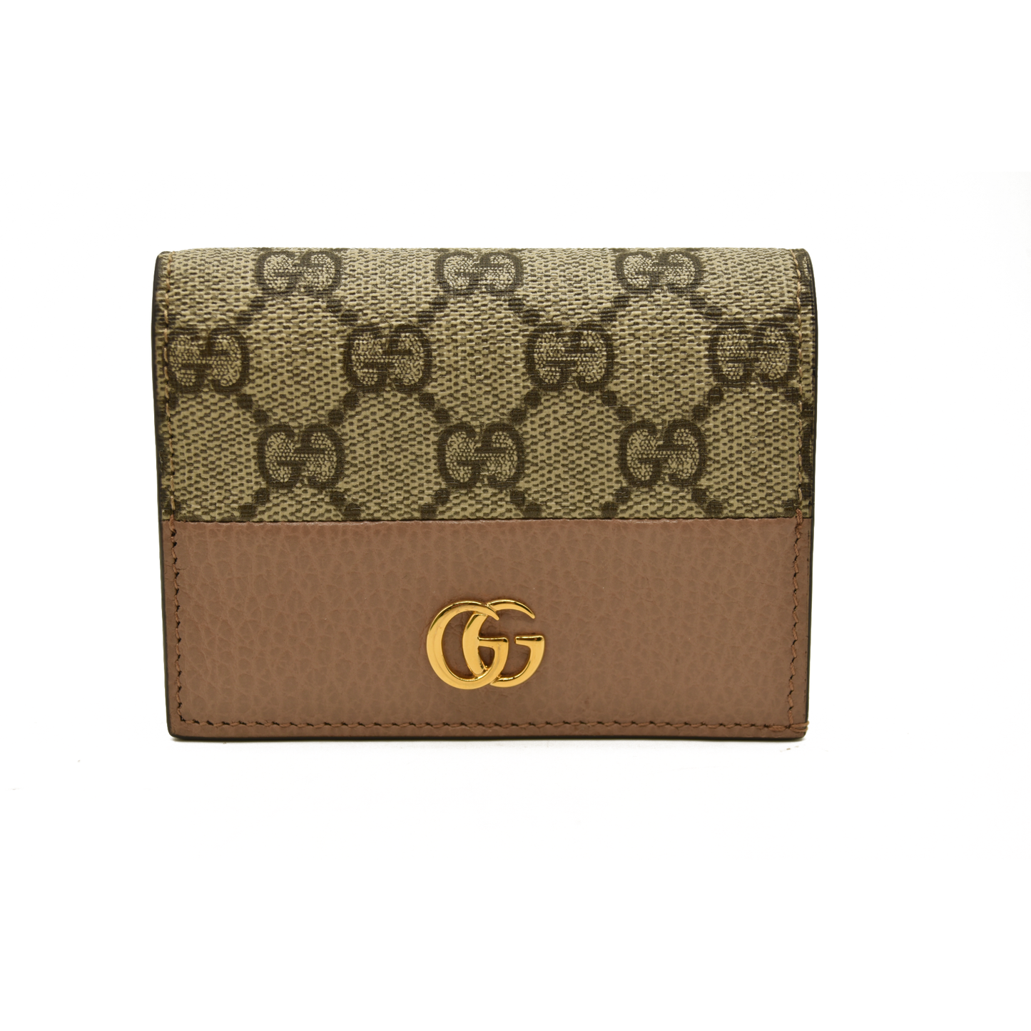 Gucci  Dollar Calfskin GG Supreme Monogram GG Marmont Card Case Beige Ophidia