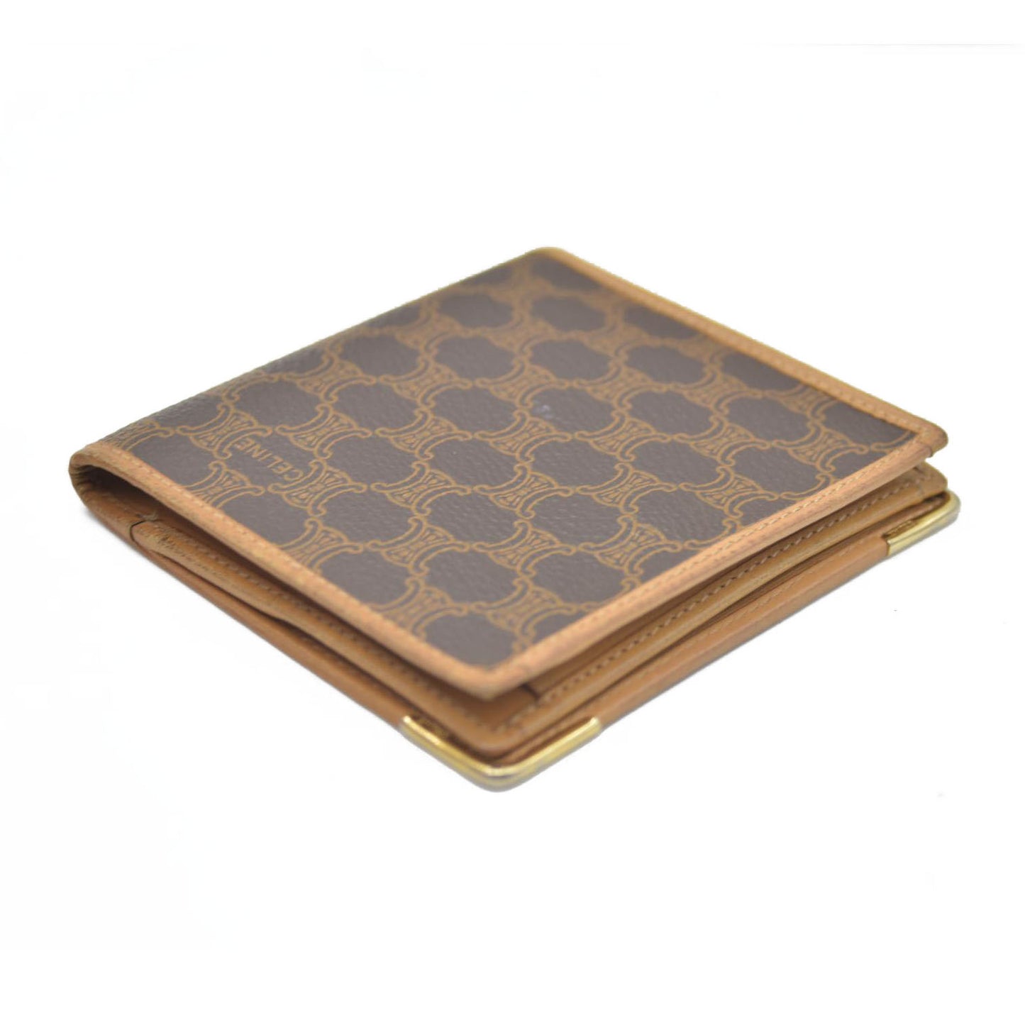 AUCTION $520 CELINE Macadam PVC Bifold Wallet Brown