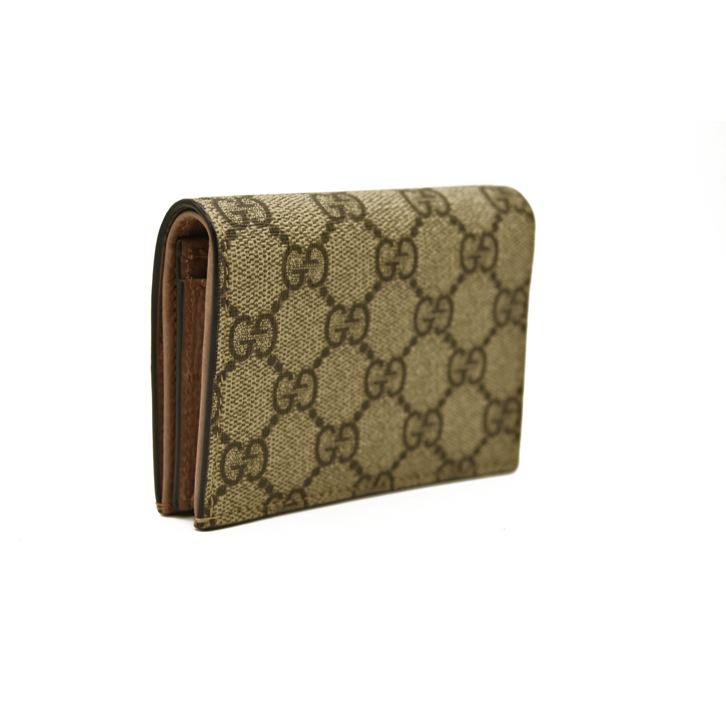 Gucci  Dollar Calfskin GG Supreme Monogram GG Marmont Card Case Beige Ophidia