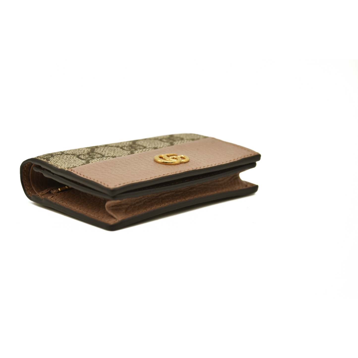 Gucci  Dollar Calfskin GG Supreme Monogram GG Marmont Card Case Beige Ophidia