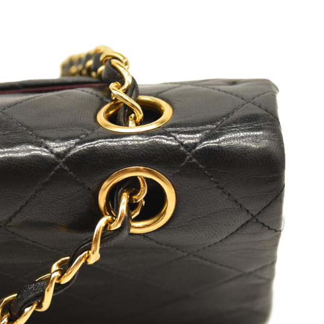 CHANEL Lambskin Quilted Medium Double Flap Black