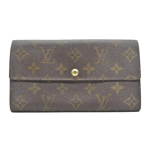 $775 Louis Vuitton Monogram Portefeiulle Sarah Long Bifold Wallet Brown CONSIGNMENT