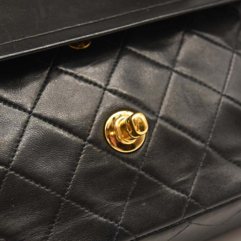 CHANEL Lambskin Quilted Medium Double Flap Black