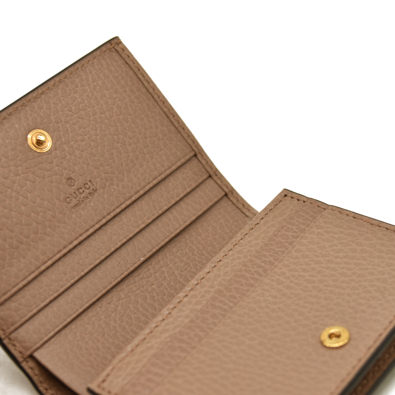 Gucci  Dollar Calfskin GG Supreme Monogram GG Marmont Card Case Beige Ophidia