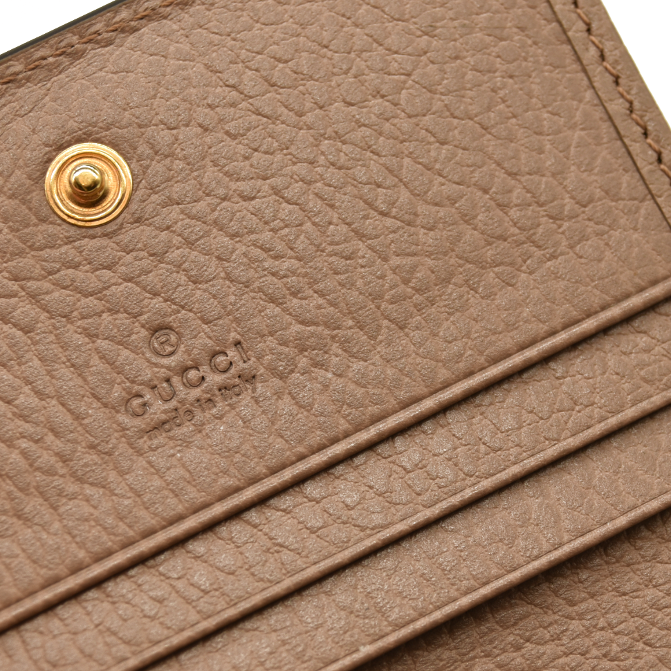 Gucci  Dollar Calfskin GG Supreme Monogram GG Marmont Card Case Beige Ophidia