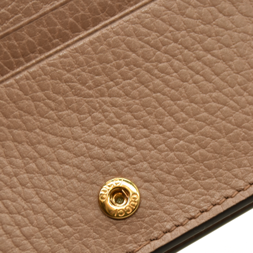 Gucci  Dollar Calfskin GG Supreme Monogram GG Marmont Card Case Beige Ophidia