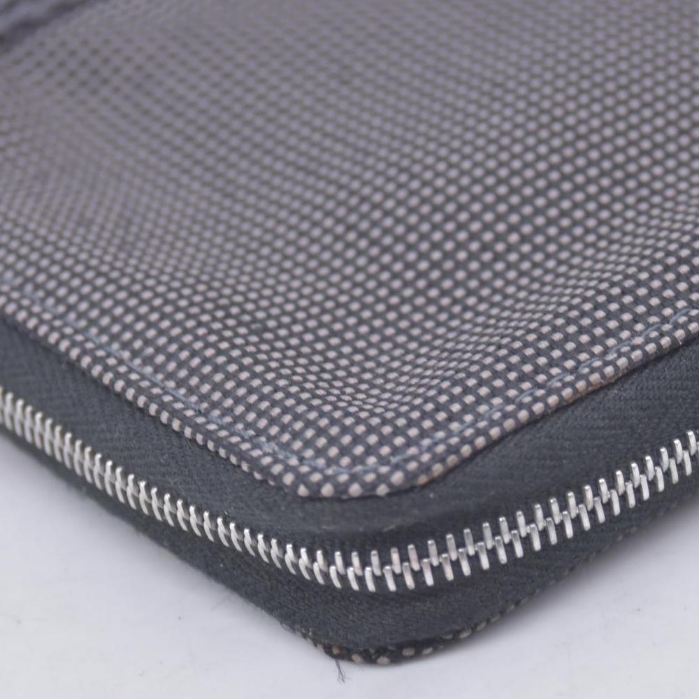 $850 HERMES Toile Canvas Herline Zip Around Long Organizer Wallet Grey CONSIGNMENT 10021210