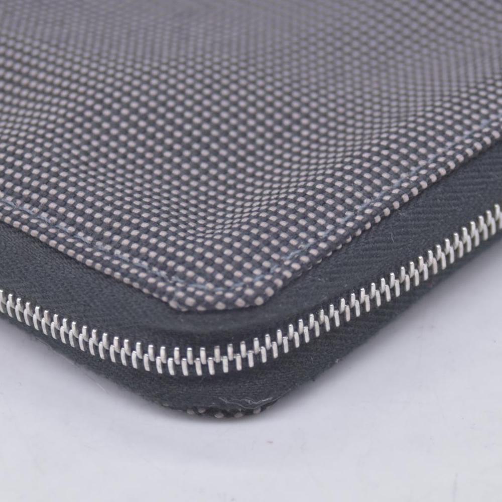 $850 HERMES Toile Canvas Herline Zip Around Long Organizer Wallet Grey CONSIGNMENT 10021210
