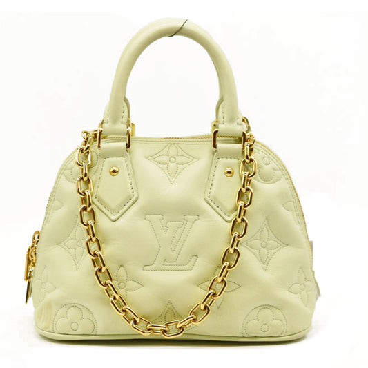LOUIS VUITTON Calfskin Bubblegram Alma BB Light Green
