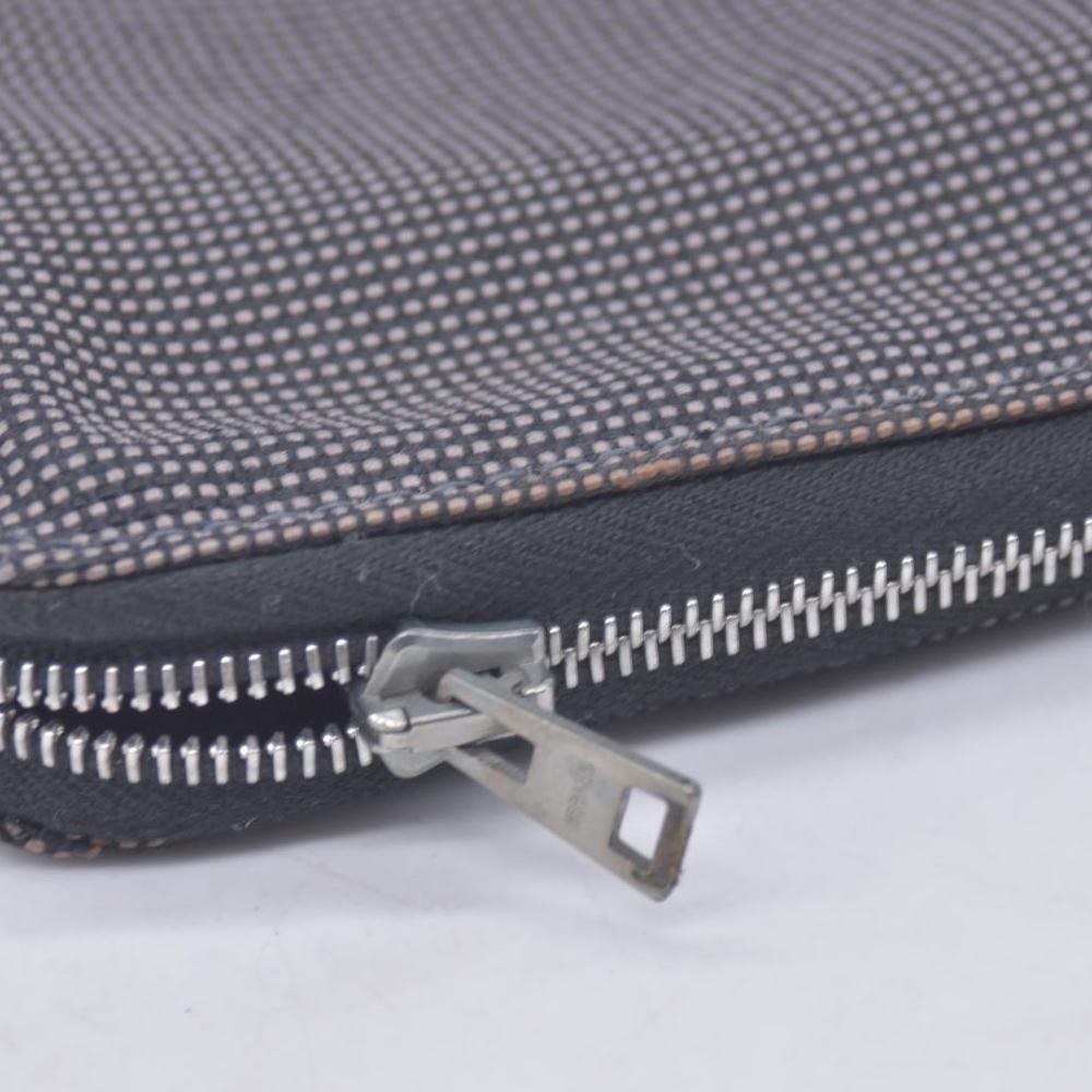 $850 HERMES Toile Canvas Herline Zip Around Long Organizer Wallet Grey CONSIGNMENT 10021210