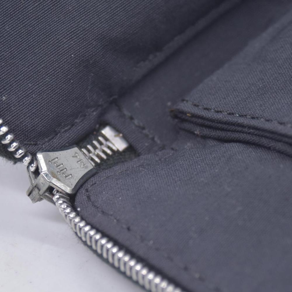 $850 HERMES Toile Canvas Herline Zip Around Long Organizer Wallet Grey CONSIGNMENT 10021210