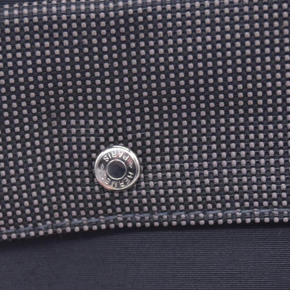 $850 HERMES Toile Canvas Herline Zip Around Long Organizer Wallet Grey CONSIGNMENT 10021210