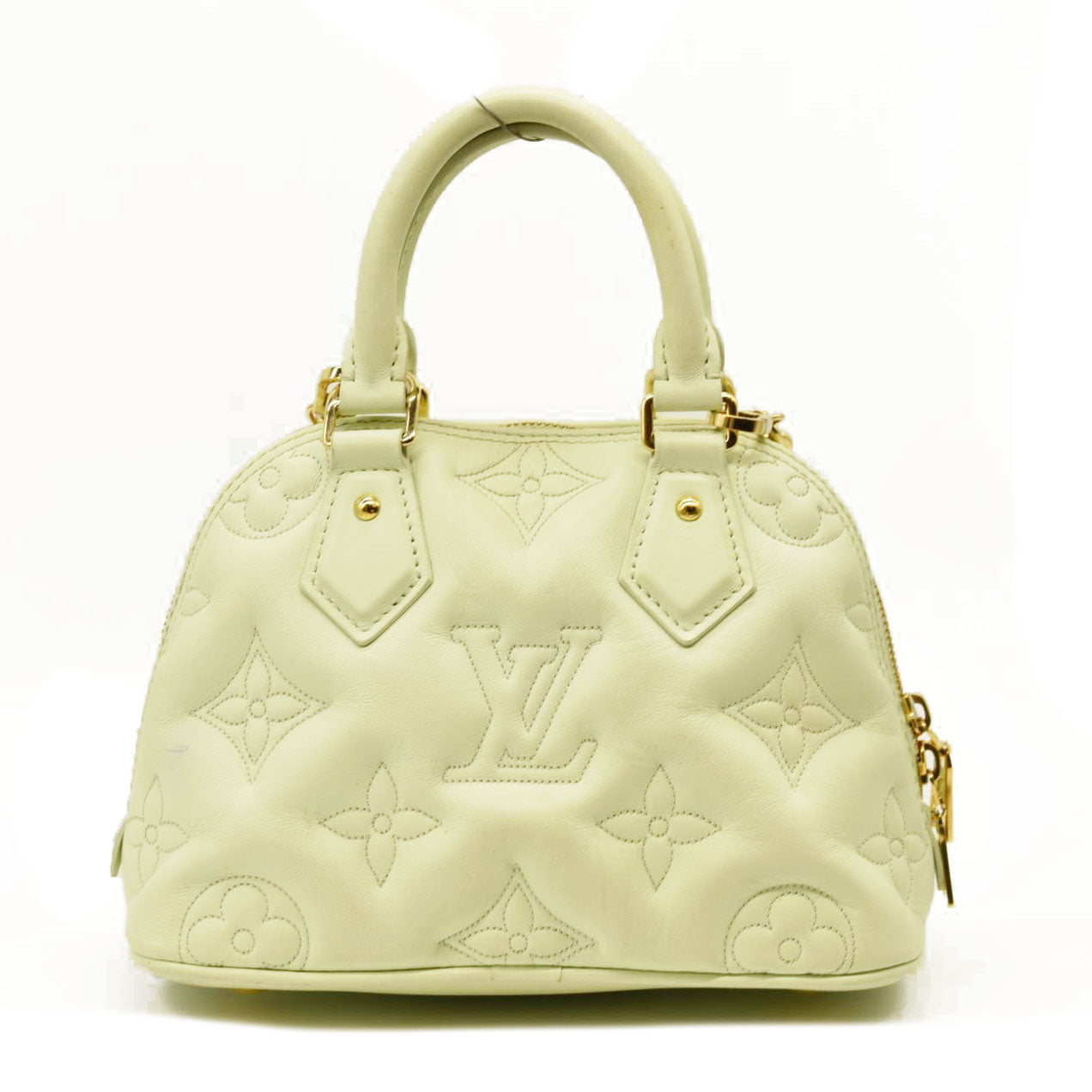 LOUIS VUITTON Calfskin Bubblegram Alma BB Light Green
