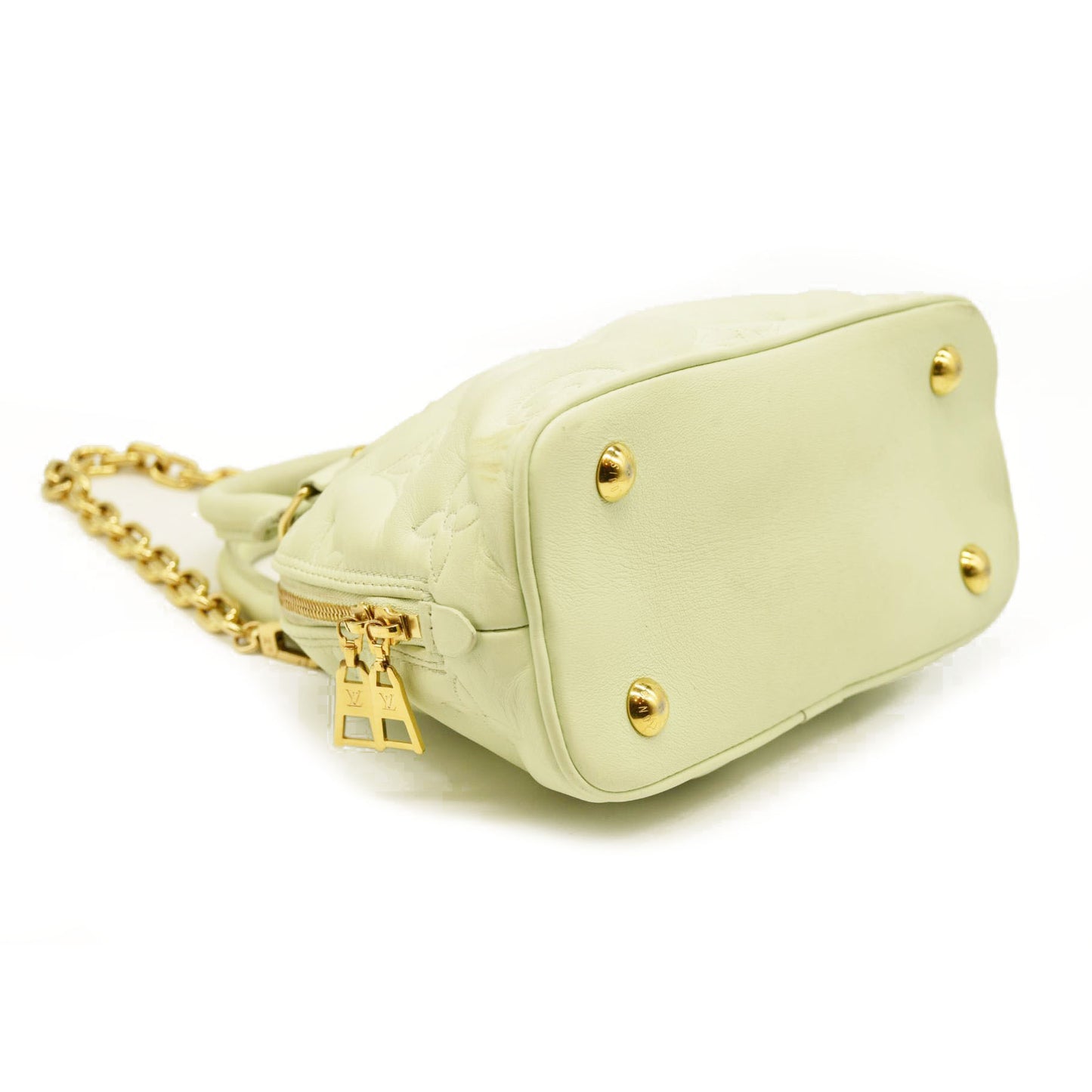 LOUIS VUITTON Calfskin Bubblegram Alma BB Light Green
