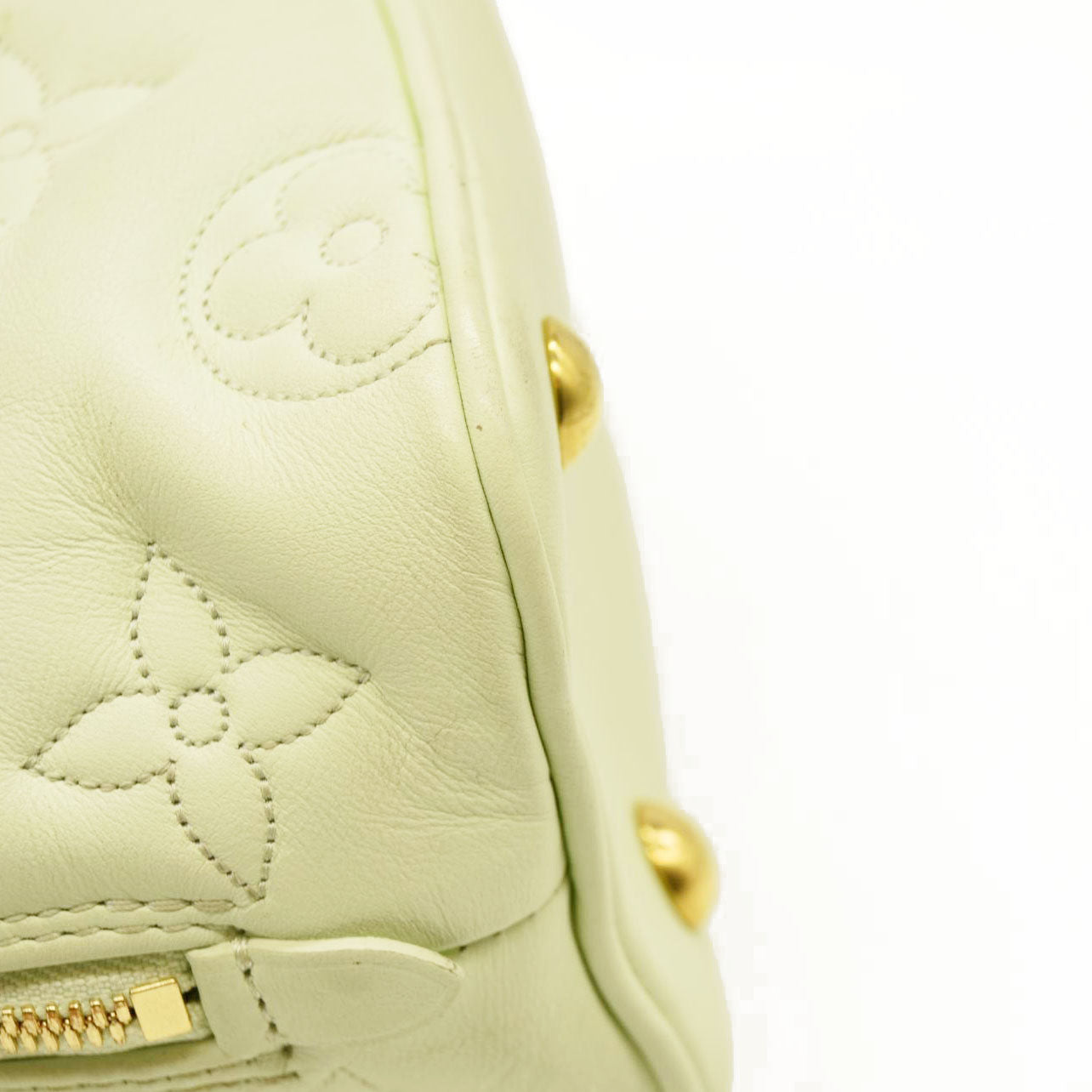LOUIS VUITTON Calfskin Bubblegram Alma BB Light Green