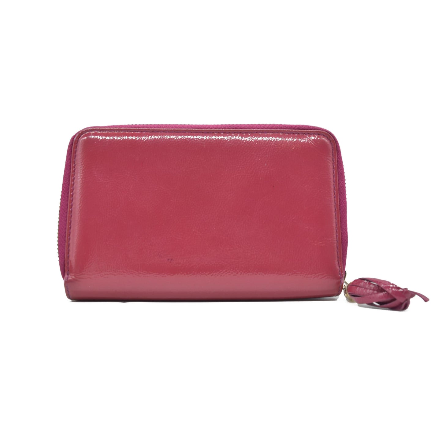 Gucci Patent Soho Zip Around Wallet Bright Bougainvillea CONSIGNMENT
