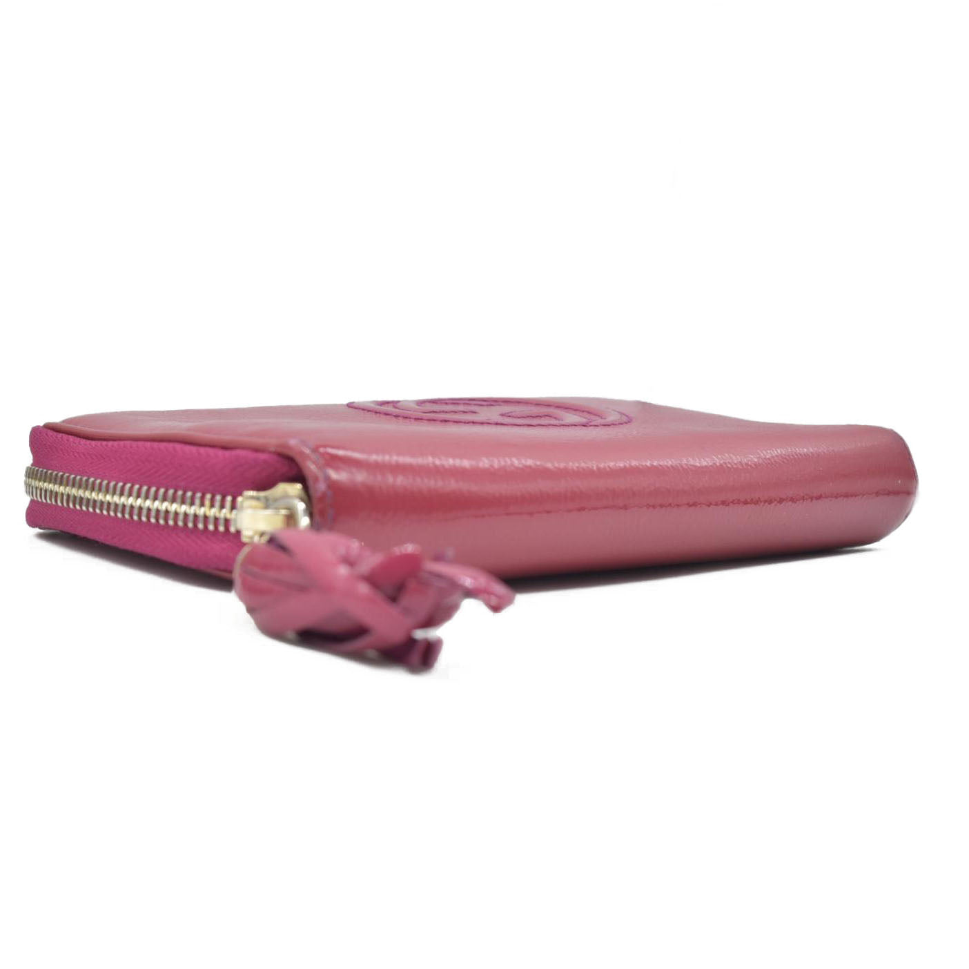 Gucci Patent Soho Zip Around Wallet Bright Bougainvillea CONSIGNMENT