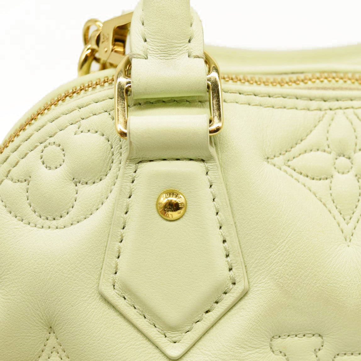 LOUIS VUITTON Calfskin Bubblegram Alma BB Light Green
