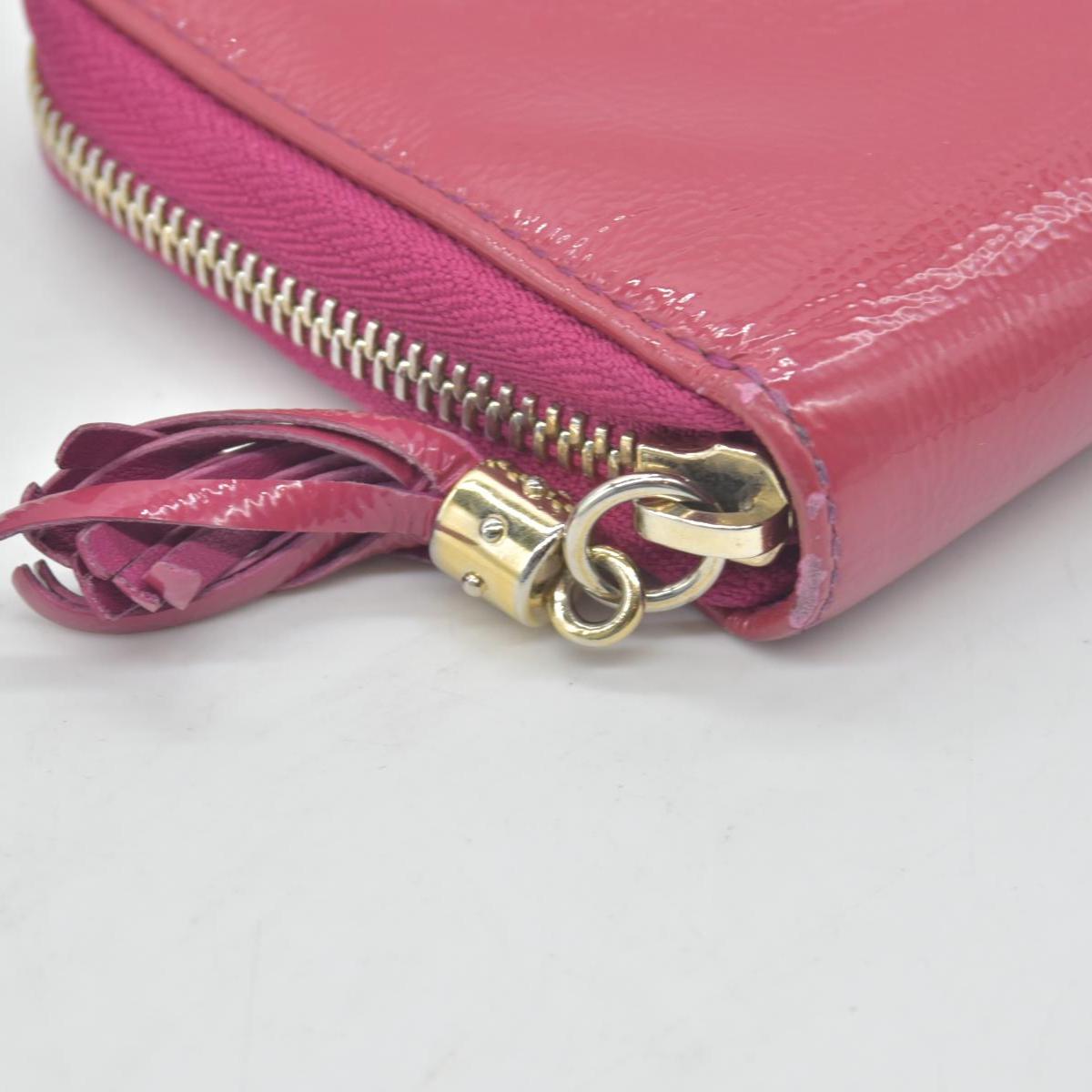 Gucci Patent Soho Zip Around Wallet Bright Bougainvillea CONSIGNMENT