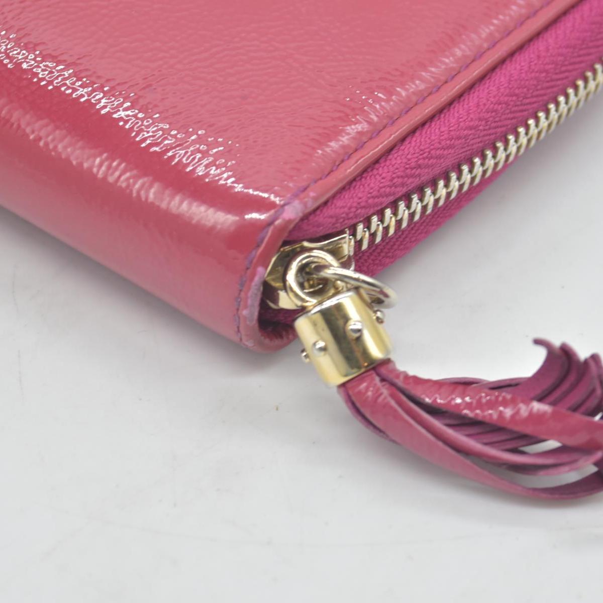 Gucci Patent Soho Zip Around Wallet Bright Bougainvillea CONSIGNMENT
