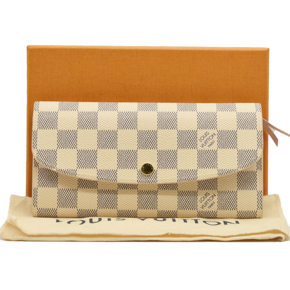 LOUIS VUITTON Damier Azur Emilie Wallet Rose Ballerine