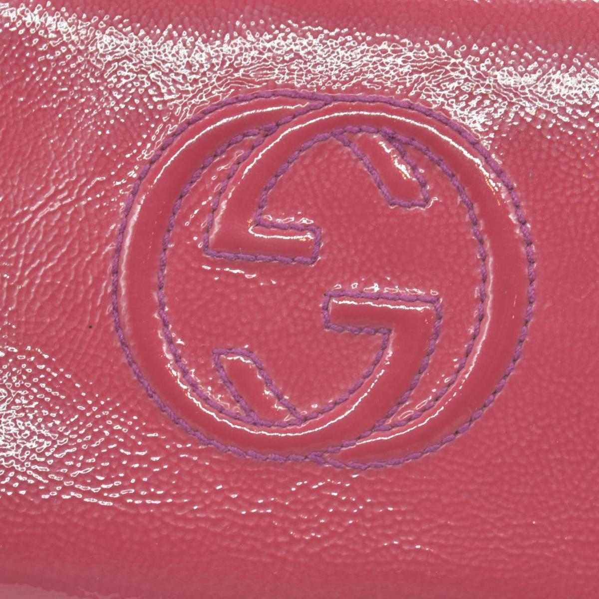 Gucci Patent Soho Zip Around Wallet Bright Bougainvillea CONSIGNMENT