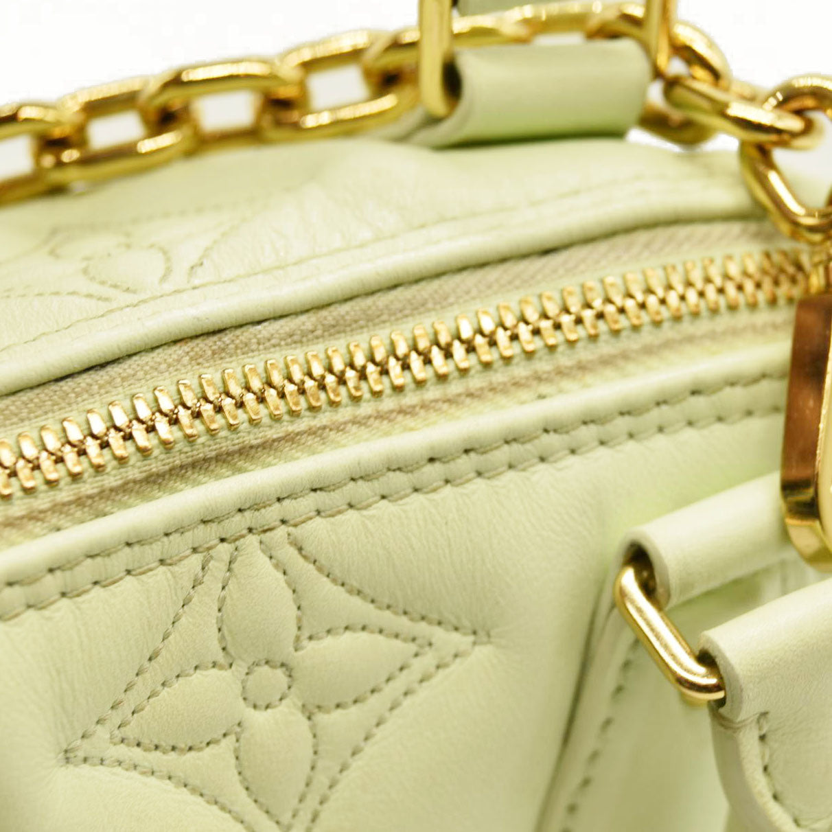 LOUIS VUITTON Calfskin Bubblegram Alma BB Light Green