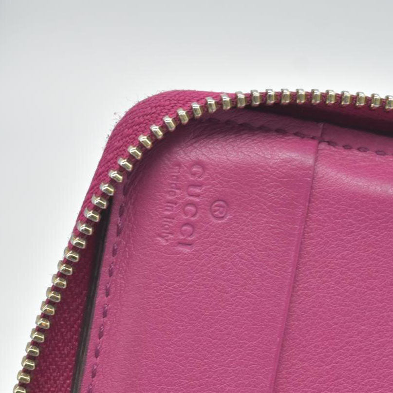 Gucci Patent Soho Zip Around Wallet Bright Bougainvillea CONSIGNMENT