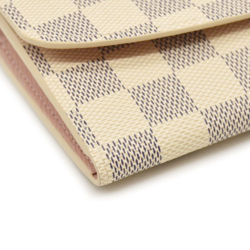 LOUIS VUITTON Damier Azur Emilie Wallet Rose Ballerine