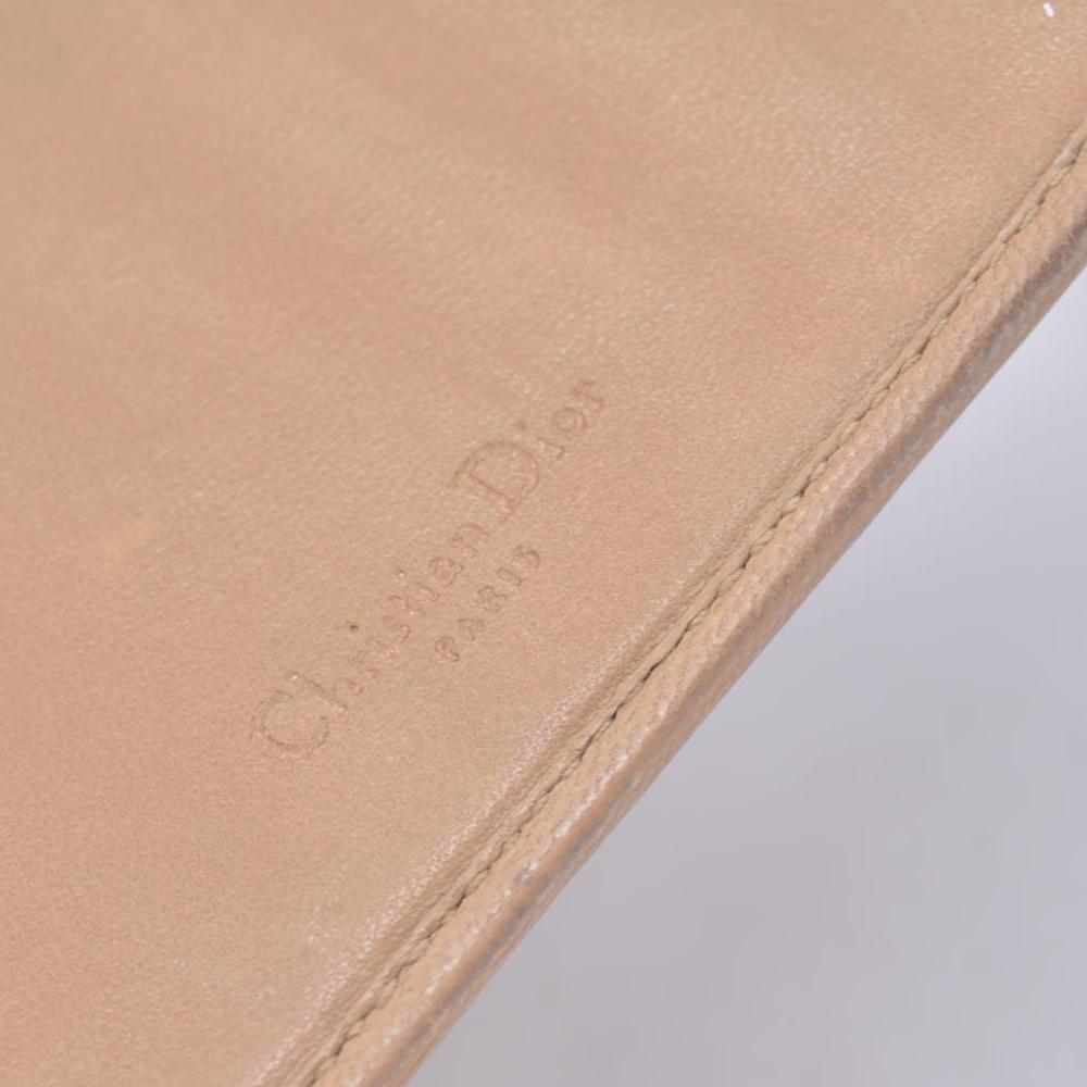 $720 CHRISTIAN DIOR Cannage Lambskin Bifold Long Wallet Beige CONSIGNMENT 10021230
