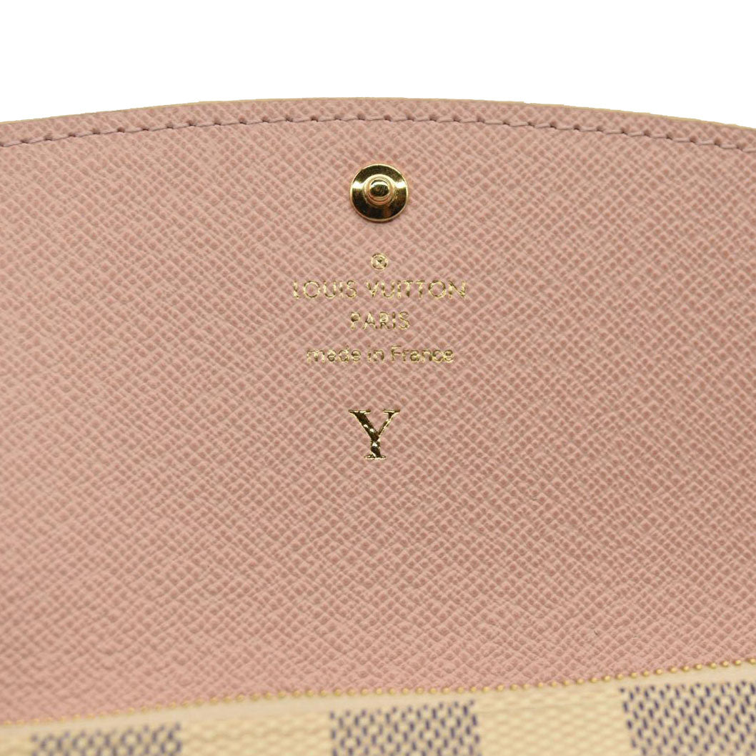 LOUIS VUITTON Damier Azur Emilie Wallet Rose Ballerine