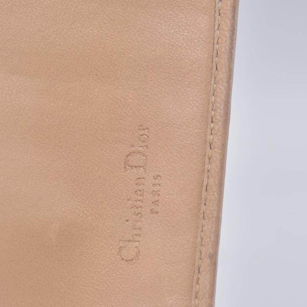 $720 CHRISTIAN DIOR Cannage Lambskin Bifold Long Wallet Beige CONSIGNMENT 10021230
