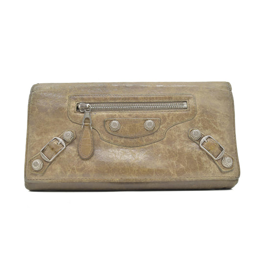 Balenciaga Agneau Classic Hardware Money Wallet Beige Nougatine CONSIGNMENT