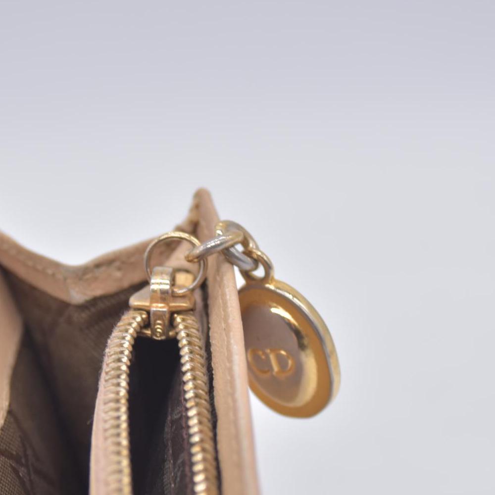 $720 CHRISTIAN DIOR Cannage Lambskin Bifold Long Wallet Beige CONSIGNMENT 10021230