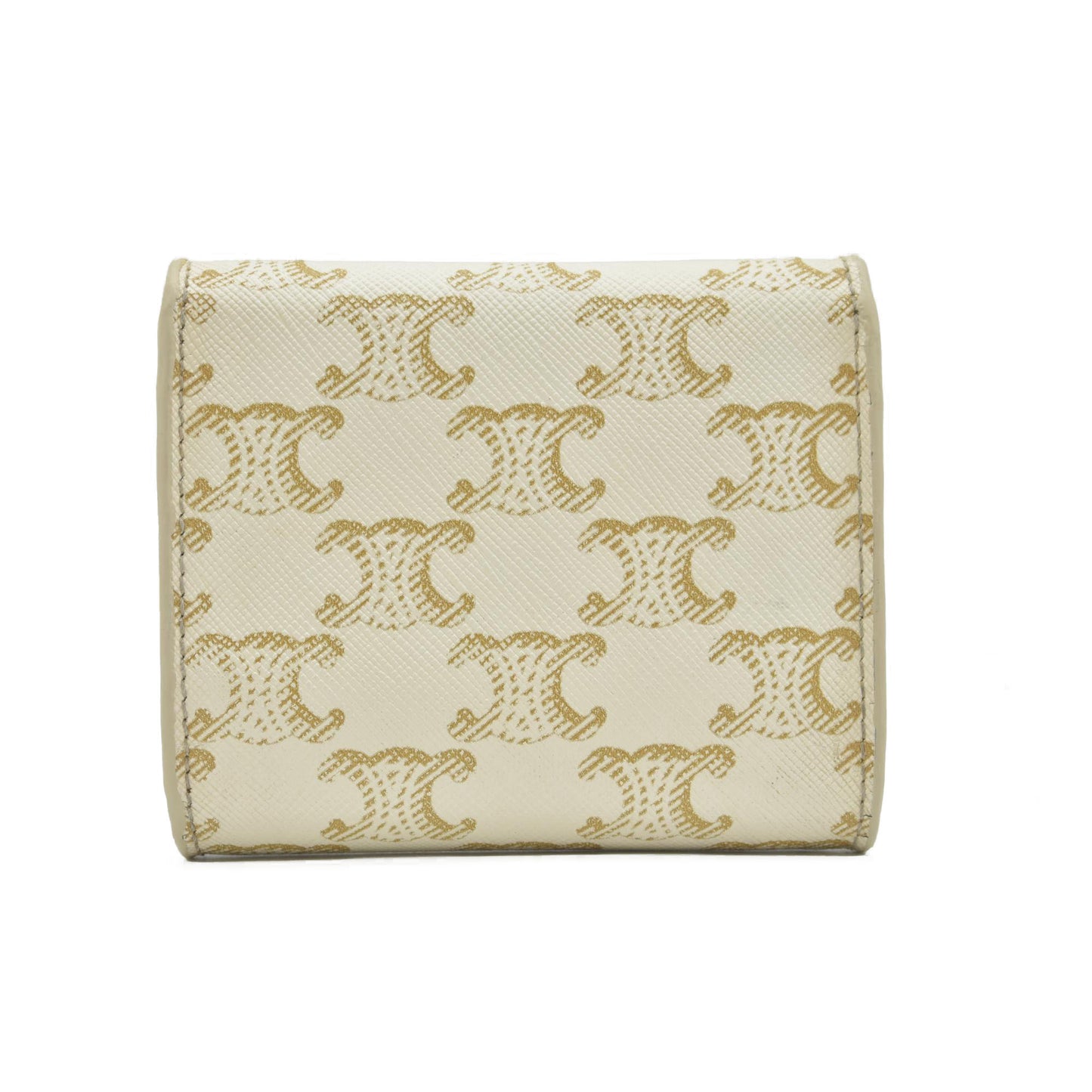 $690 Celine Triomphe Canvas Small Triomphe Wallet White CONSIGNMENT