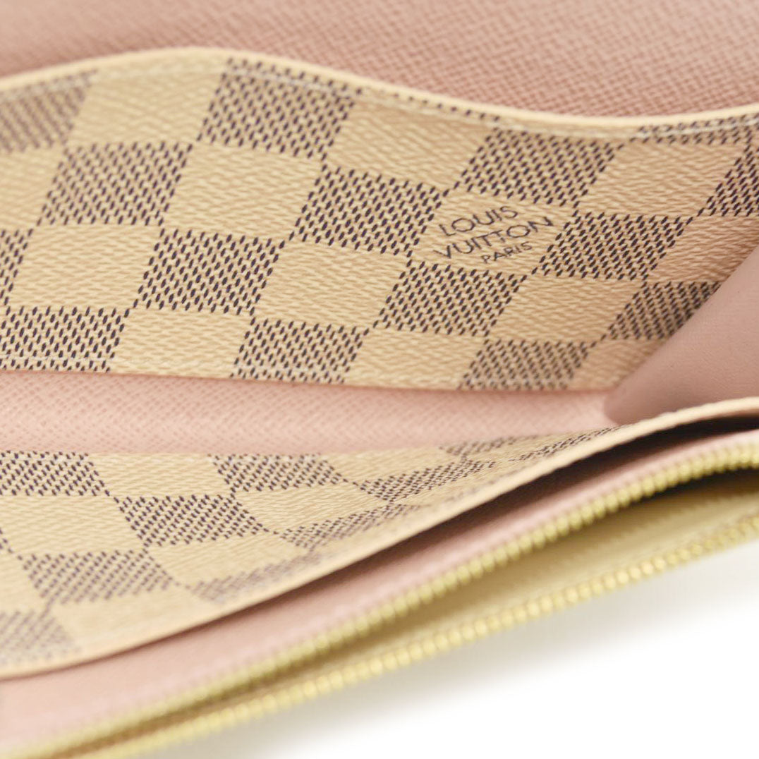 LOUIS VUITTON Damier Azur Emilie Wallet Rose Ballerine
